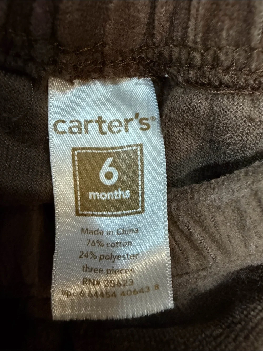 Carter’s Brown Velour Hoodie Pants Set Flower Applique Baby Girls 6M 2 Piece